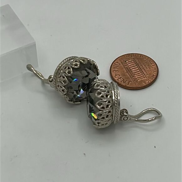 Vintage smokey gray Omega Clip Back earrings - Picture 4 of 4